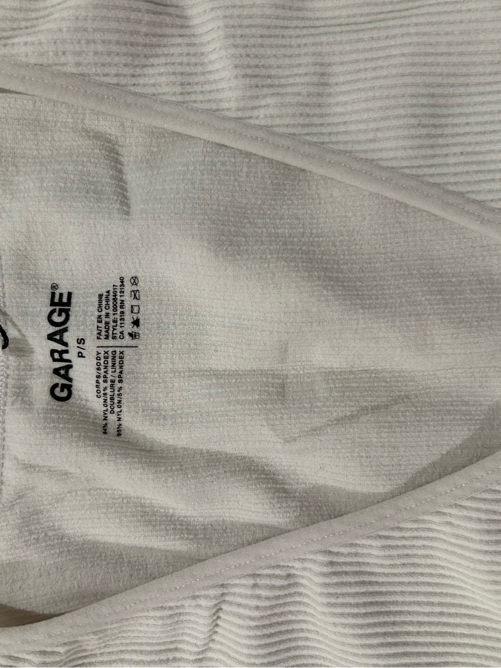 Garage White Ribbed V-Neck Cropped Tank - Picture 3 of 5